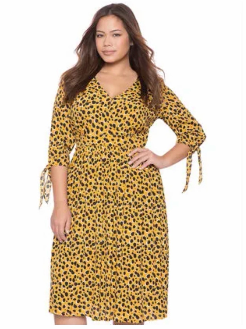 Eloquii gold with black print dress